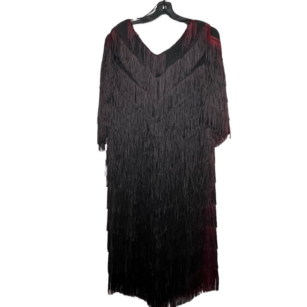 Vintage Hal Ferman Fringe Shift Ombre 1920's Party Gatsby Flapper Dress Size 16 - Picture 2 of 16